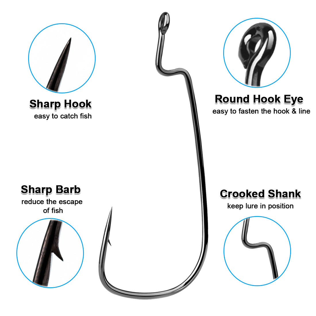 FishTrip 50-100 قطعة هوك دودة  - مراجعة Fishing Hook Offset وسعره